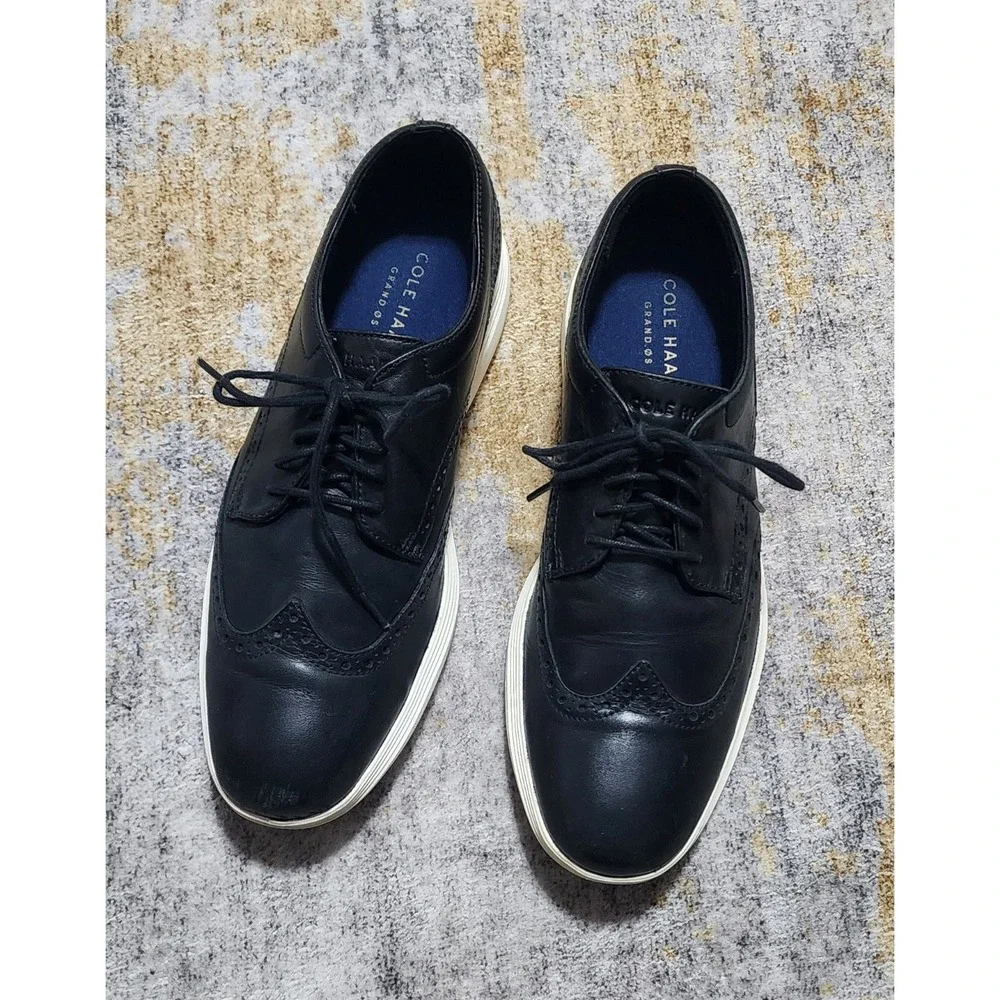 Cole Haan Men's Grand.Os Black Leather Wingtip Sneakers 9 M C29413